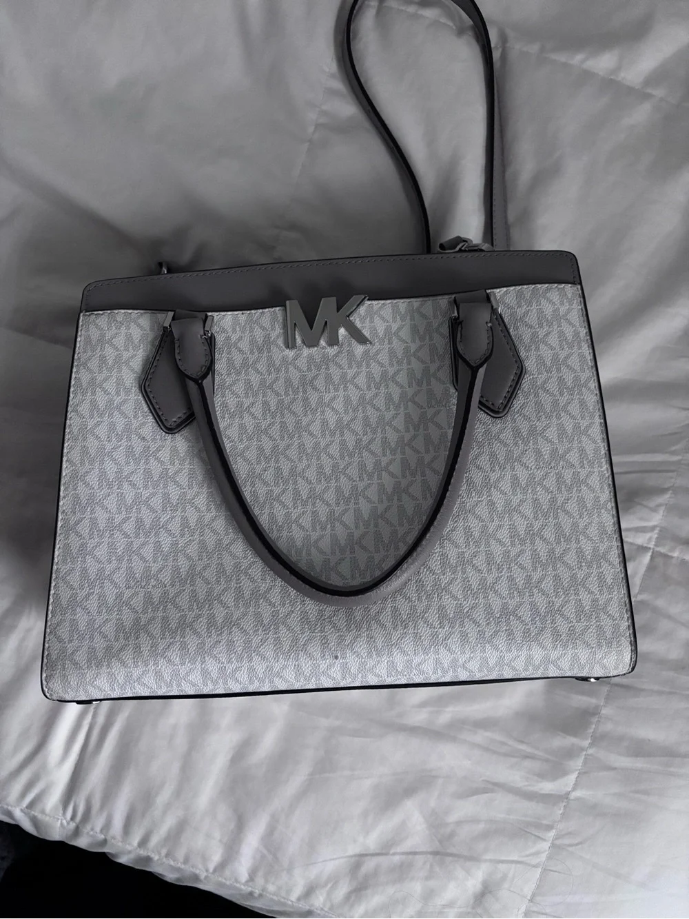 Michael Kors Gray and White Crossbody Satchel